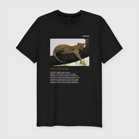 Мужская футболка премиум с принтом Leopard в Новосибирске, 92% хлопок, 8% лайкра | приталенный силуэт, круглый вырез ворота, длина до линии бедра, короткий рукав | animals | red book | red list | животные | животные из красной книги | красная книга | редкие животные