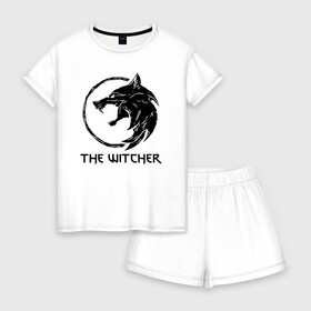 Женская пижама с шортиками хлопок с принтом ВЕДЬМАК (настраиваемый) в Новосибирске, 100% хлопок | футболка прямого кроя, шорты свободные с широкой мягкой резинкой | geralt | the witcher | the witcher wild hunt | witcher | ведьмак | ведьмак 3 | геральт