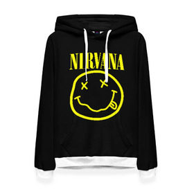 Женская толстовка 3D с принтом NIRVANA в Новосибирске, 100% полиэстер  | двухслойный капюшон со шнурком для регулировки, мягкие манжеты на рукавах и по низу толстовки, спереди карман-кенгуру с мягким внутренним слоем. | nirvana | smile | курт кобейн | нирвана | смайл