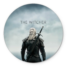 Коврик для мышки круглый с принтом THE WITCHER (Сериал) в Новосибирске, резина и полиэстер | круглая форма, изображение наносится на всю лицевую часть | bird | game | games | geralt | hunter | logo | monsters | series | star | the | witcher | wolf | ведьмак | волк | геральт | звезда | игра | игры | лого | медальон | монстры | охотник | птица | сериал | символ