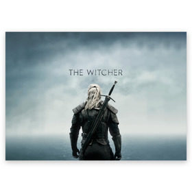 Поздравительная открытка с принтом THE WITCHER (Сериал) в Новосибирске, 100% бумага | плотность бумаги 280 г/м2, матовая, на обратной стороне линовка и место для марки
 | Тематика изображения на принте: bird | game | games | geralt | hunter | logo | monsters | series | star | the | witcher | wolf | ведьмак | волк | геральт | звезда | игра | игры | лого | медальон | монстры | охотник | птица | сериал | символ