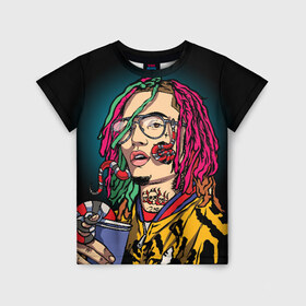 Детская футболка 3D с принтом Lil Pump в Новосибирске, 100% гипоаллергенный полиэфир | прямой крой, круглый вырез горловины, длина до линии бедер, чуть спущенное плечо, ткань немного тянется | esskeetit | gazzy garcia | gucci gang | lil pump | lilpump | газзи гарсия | лил памп | рэп | рэпер | эшкере