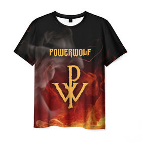 Мужская футболка 3D с принтом POWERWOLF в Новосибирске, 100% полиэфир | прямой крой, круглый вырез горловины, длина до линии бедер | powerwolf | wolf | метал | пауэр метал. | повервольф | поверфульф | рок | хэви металб