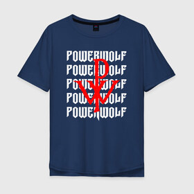 Мужская футболка хлопок Oversize с принтом POWERWOLF в Новосибирске, 100% хлопок | свободный крой, круглый ворот, “спинка” длиннее передней части | powerwolf | wolf | метал | пауэр метал. | повервольф | поверфульф | рок | хэви металб