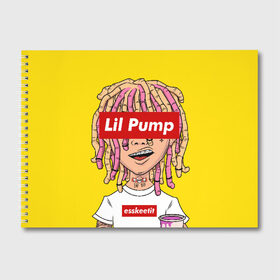 Альбом для рисования с принтом Lil Pump в Новосибирске, 100% бумага
 | матовая бумага, плотность 200 мг. | Тематика изображения на принте: esskeetit | gazzy garcia | gucci gang | lil pump | lilpump | газзи гарсия | лил памп | рэп | рэпер | эшкере