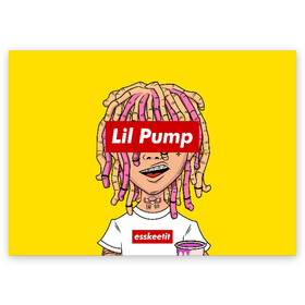 Поздравительная открытка с принтом Lil Pump в Новосибирске, 100% бумага | плотность бумаги 280 г/м2, матовая, на обратной стороне линовка и место для марки
 | Тематика изображения на принте: esskeetit | gazzy garcia | gucci gang | lil pump | lilpump | газзи гарсия | лил памп | рэп | рэпер | эшкере