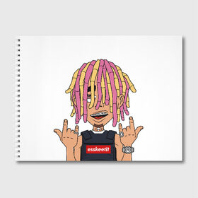 Альбом для рисования с принтом Lil Pump в Новосибирске, 100% бумага
 | матовая бумага, плотность 200 мг. | Тематика изображения на принте: esskeetit | gazzy garcia | gucci gang | lil pump | lilpump | газзи гарсия | лил памп | рэп | рэпер | эшкере