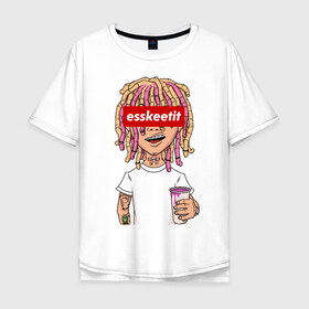 Мужская футболка хлопок Oversize с принтом Lil Pump в Новосибирске, 100% хлопок | свободный крой, круглый ворот, “спинка” длиннее передней части | esskeetit | gazzy garcia | gucci gang | lil pump | lilpump | газзи гарсия | лил памп | рэп | рэпер | эшкере