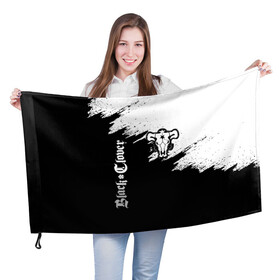 Флаг 3D с принтом ЧЁРНЫЙ КЛЕВЕР | BLACK CLOVER в Новосибирске, 100% полиэстер | плотность ткани — 95 г/м2, размер — 67 х 109 см. Принт наносится с одной стороны | asta | black bull | black clover | bull | clover | аста | бык | клевер | чёрный бык | чёрный клевер