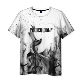 Мужская футболка 3D с принтом POWERWOLF в Новосибирске, 100% полиэфир | прямой крой, круглый вырез горловины, длина до линии бедер | powerwolf | wolf | метал | пауэр метал. | повервольф | поверфульф | рок | хэви металб
