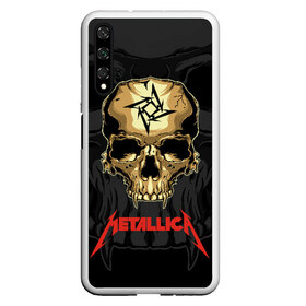 Чехол для Honor 20 с принтом Metallica в Новосибирске, Силикон | Область печати: задняя сторона чехла, без боковых панелей | Тематика изображения на принте: american | james hetfield | kirk hammett | l | metal band | metallic | metallica | music | robot | rock | scales | sitting | skeleton | skull | throne | американская | джеймс хетфилд | кирк хэмметт | ларс ульрих | логотип | метал группа | металл