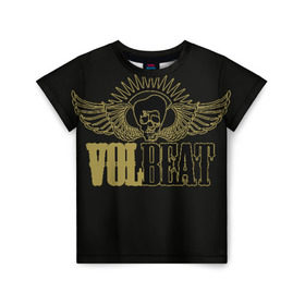 Детская футболка 3D с принтом Volbeat в Новосибирске, 100% гипоаллергенный полиэфир | прямой крой, круглый вырез горловины, длина до линии бедер, чуть спущенное плечо, ткань немного тянется | groove metal | hardcore | psychobilly | volbeat | волбит