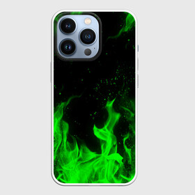 Чехол для iPhone 13 Pro с принтом ЗЕЛЁНЫЙ ОГОНЬ | GREEN FIRE в Новосибирске,  |  | bright | fire | flame | heat | light | wildfire | искры | огненный | огонь | пламя | пожар