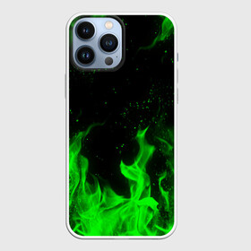 Чехол для iPhone 13 Pro Max с принтом ЗЕЛЁНЫЙ ОГОНЬ | GREEN FIRE в Новосибирске,  |  | bright | fire | flame | heat | light | wildfire | искры | огненный | огонь | пламя | пожар