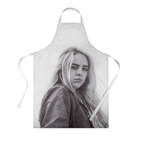 Фартук 3D с принтом BILLIE EILISH в Новосибирске, 100% полиэстер | общий размер — 65 х 85 см, ширина нагрудника — 26 см, горловина — 53 см, длина завязок — 54 см, общий обхват в поясе — 173 см. Принт на завязках и на горловине наносится с двух сторон, на основной части фартука — только с внешней стороны | ayelish | bad guy | bellyache | bilie eilish | bilie elish | billie | billie eilish | eilish | electronic | elish | music | били айлиш | билли айлиш | эйлиш | элиш