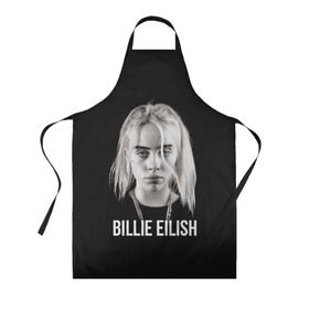 Фартук 3D с принтом BILLIE EILISH в Новосибирске, 100% полиэстер | общий размер — 65 х 85 см, ширина нагрудника — 26 см, горловина — 53 см, длина завязок — 54 см, общий обхват в поясе — 173 см. Принт на завязках и на горловине наносится с двух сторон, на основной части фартука — только с внешней стороны | ayelish | bad guy | bellyache | bilie eilish | bilie elish | billie | billie eilish | eilish | electronic | elish | music | били айлиш | билли айлиш | эйлиш | элиш