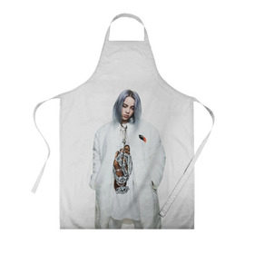 Фартук 3D с принтом BILLIE EILISH в Новосибирске, 100% полиэстер | общий размер — 65 х 85 см, ширина нагрудника — 26 см, горловина — 53 см, длина завязок — 54 см, общий обхват в поясе — 173 см. Принт на завязках и на горловине наносится с двух сторон, на основной части фартука — только с внешней стороны | ayelish | bad guy | bellyache | bilie eilish | bilie elish | billie | billie eilish | eilish | electronic | elish | music | били айлиш | билли айлиш | эйлиш | элиш