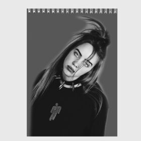 Скетчбук с принтом BILLIE EILISH в Новосибирске, 100% бумага
 | 48 листов, плотность листов — 100 г/м2, плотность картонной обложки — 250 г/м2. Листы скреплены сверху удобной пружинной спиралью | ayelish | bad guy | bellyache | bilie eilish | bilie elish | billie | billie eilish | eilish | electronic | elish | music | били айлиш | билли айлиш | эйлиш | элиш