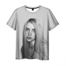 Мужская футболка 3D с принтом BILLIE EILISH в Новосибирске, 100% полиэфир | прямой крой, круглый вырез горловины, длина до линии бедер | ayelish | bad guy | bellyache | bilie eilish | bilie elish | billie | billie eilish | eilish | electronic | elish | music | били айлиш | билли айлиш | эйлиш | элиш