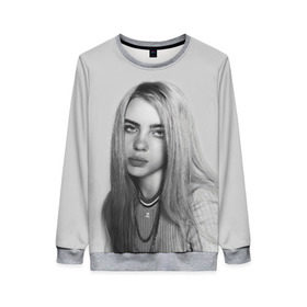 Женский свитшот 3D с принтом BILLIE EILISH в Новосибирске, 100% полиэстер с мягким внутренним слоем | круглый вырез горловины, мягкая резинка на манжетах и поясе, свободная посадка по фигуре | ayelish | bad guy | bellyache | bilie eilish | bilie elish | billie | billie eilish | eilish | electronic | elish | music | били айлиш | билли айлиш | эйлиш | элиш