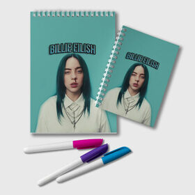 Блокнот с принтом BILLIE EILISH в Новосибирске, 100% бумага | 48 листов, плотность листов — 60 г/м2, плотность картонной обложки — 250 г/м2. Листы скреплены удобной пружинной спиралью. Цвет линий — светло-серый
 | Тематика изображения на принте: ayelish | bad guy | bellyache | bilie eilish | bilie elish | billie | billie eilish | eilish | electronic | elish | music | били айлиш | билли айлиш | эйлиш | элиш