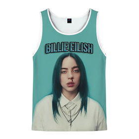 Мужская майка 3D с принтом BILLIE EILISH в Новосибирске, 100% полиэстер | круглая горловина, приталенный силуэт, длина до линии бедра. Пройма и горловина окантованы тонкой бейкой | Тематика изображения на принте: ayelish | bad guy | bellyache | bilie eilish | bilie elish | billie | billie eilish | eilish | electronic | elish | music | били айлиш | билли айлиш | эйлиш | элиш