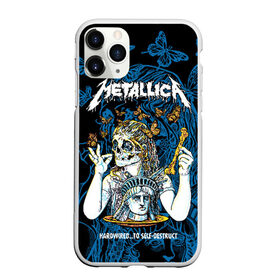 Чехол для iPhone 11 Pro матовый с принтом Metallica в Новосибирске, Силикон |  | Тематика изображения на принте: american | bone | butterflies | death | fly | girl | head | james hetfield | kirk hammett | metal band | metallica | music | plate | rock | skull | statue of liberty | американская | бабочки | голова | девушка | держит | кость | кушает | летают | металлик