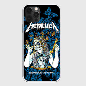 Чехол для iPhone 12 Pro Max с принтом Metallica в Новосибирске, Силикон |  | american | bone | butterflies | death | fly | girl | head | james hetfield | kirk hammett | metal band | metallica | music | plate | rock | skull | statue of liberty | американская | бабочки | голова | девушка | держит | кость | кушает | летают | металлик