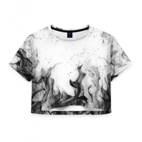 Женская футболка Cropp-top с принтом ЧЁРНЫЙ ОГОНЬ в Новосибирске, 100% полиэстер | круглая горловина, длина футболки до линии талии, рукава с отворотами | bright | fire | flame | heat | light | wildfire | искры | огненный | огонь | пламя | пожар