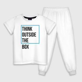 Детская пижама хлопок с принтом Think outside the box в Новосибирске, 100% хлопок |  брюки и футболка прямого кроя, без карманов, на брюках мягкая резинка на поясе и по низу штанин
 | 