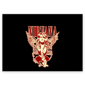 Поздравительная открытка с принтом Nirvana в Новосибирске, 100% бумага | плотность бумаги 280 г/м2, матовая, на обратной стороне линовка и место для марки
 | bleach | blew | cobain | dave | geffen | hormoaning | in utero | incesticide | krist | kurt | nevermind | nirvana | novoselic | rock | vevo | геффен | курт кобейн | нирвана | рок
