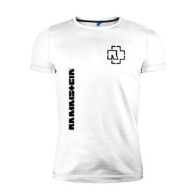 Мужская футболка премиум с принтом RAMMSTEIN (НА СПИНЕ) в Новосибирске, 92% хлопок, 8% лайкра | приталенный силуэт, круглый вырез ворота, длина до линии бедра, короткий рукав | Тематика изображения на принте: rammstein | рамштайн