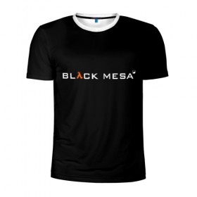 Мужская футболка 3D спортивная с принтом BLACK MESA в Новосибирске, 100% полиэстер с улучшенными характеристиками | приталенный силуэт, круглая горловина, широкие плечи, сужается к линии бедра | Тематика изображения на принте: black mesa | city 17 | combine guard | gordon freeman | half life | source | valve | гордон фримен | халф лайф