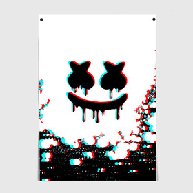 Постер с принтом MARSHMELLO GLITCH в Новосибирске, 100% бумага
 | бумага, плотность 150 мг. Матовая, но за счет высокого коэффициента гладкости имеет небольшой блеск и дает на свету блики, но в отличии от глянцевой бумаги не покрыта лаком | america | dj | glitch | marshmello | usa | америка | глитч | маршмелло