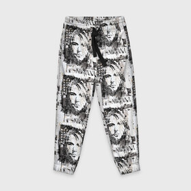 Детские брюки 3D с принтом Kurt Cobain в Новосибирске, 100% полиэстер | манжеты по низу, эластичный пояс регулируется шнурком, по бокам два кармана без застежек, внутренняя часть кармана из мелкой сетки | 