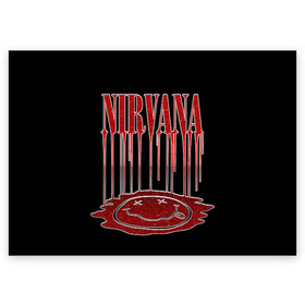 Поздравительная открытка с принтом Nirvana в Новосибирске, 100% бумага | плотность бумаги 280 г/м2, матовая, на обратной стороне линовка и место для марки
 | bleach | blew | cobain | dave | geffen | hormoaning | in utero | incesticide | krist | kurt | nevermind | nirvana | novoselic | rock | vevo | геффен | курт кобейн | нирвана | рок