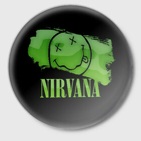 Значок с принтом Nirvana в Новосибирске,  металл | круглая форма, металлическая застежка в виде булавки | bleach | blew | cobain | dave | geffen | hormoaning | in utero | incesticide | krist | kurt | nevermind | nirvana | novoselic | rock | vevo | геффен | курт кобейн | нирвана | рок