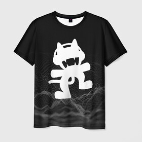 Мужская футболка 3D с принтом MONSTERCAT в Новосибирске, 100% полиэфир | прямой крой, круглый вырез горловины, длина до линии бедер | cat | monster | monster cat | monstercat | кот | монстеркет