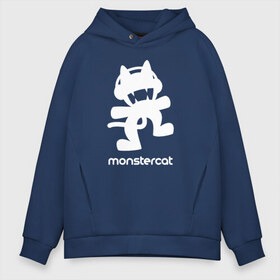 Мужское худи Oversize хлопок с принтом MONSTERCAT в Новосибирске, френч-терри — 70% хлопок, 30% полиэстер. Мягкий теплый начес внутри —100% хлопок | боковые карманы, эластичные манжеты и нижняя кромка, капюшон на магнитной кнопке | cat | monster | monster cat | monstercat | кот | монстеркет