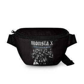 Поясная сумка 3D с принтом Monsta X в Новосибирске, 100% полиэстер | плотная ткань, ремень с регулируемой длиной, внутри несколько карманов для мелочей, основное отделение и карман с обратной стороны сумки застегиваются на молнию | dramarama | edm | hyungwon | idol | im | j pop | jooheon | k pop | kihyun | kpop | minhyuk | mv | shownu | the code | wonho | вонхо | монста х | хип хоп