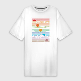 Платье-футболка хлопок с принтом Абстракция Закат в Новосибирске,  |  | abstraction | moon | retro | summer | sun | абстракция | винтаж | геометрия | закат | летние | лето | луна | рассвет | ретро | солнце