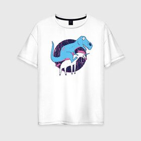 Женская футболка хлопок Oversize с принтом Рекс и Единорог в Новосибирске, 100% хлопок | свободный крой, круглый ворот, спущенный рукав, длина до линии бедер
 | rex | t rex | trex | unicorn | дино | динозавр | единорог | рекс | т рекс | ти рекс