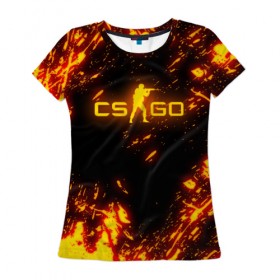 Женская футболка 3D с принтом CS GO FIRE в Новосибирске, 100% полиэфир ( синтетическое хлопкоподобное полотно) | прямой крой, круглый вырез горловины, длина до линии бедер | astralis | awp | counter strike | cs go | cs go global offensive | faze clan | hyper beast | team liquid | астралис | тим ликвид | фейз клан | хайпер бист