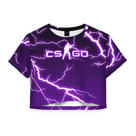 Женская футболка Cropp-top с принтом CS GO LIGHTNING STYLE в Новосибирске, 100% полиэстер | круглая горловина, длина футболки до линии талии, рукава с отворотами | astralis | awp | counter strike | cs go | cs go global offensive | faze clan | hyper beast | team liquid | thunder | астралис | молнии | тим ликвид | фейз клан | хайпер бист | шторм