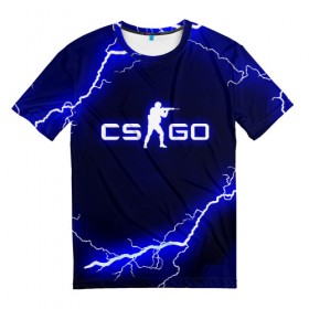 Мужская футболка 3D с принтом CS GO LIGHTNING STYLE в Новосибирске, 100% полиэфир | прямой крой, круглый вырез горловины, длина до линии бедер | astralis | awp | counter strike | cs go | cs go global offensive | faze clan | hyper beast | team liquid | thunder | астралис | молнии | тим ликвид | фейз клан | хайпер бист | шторм