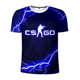 Мужская футболка 3D спортивная с принтом CS GO LIGHTNING STYLE в Новосибирске, 100% полиэстер с улучшенными характеристиками | приталенный силуэт, круглая горловина, широкие плечи, сужается к линии бедра | astralis | awp | counter strike | cs go | cs go global offensive | faze clan | hyper beast | team liquid | thunder | астралис | молнии | тим ликвид | фейз клан | хайпер бист | шторм