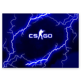 Поздравительная открытка с принтом CS GO LIGHTNING STYLE в Новосибирске, 100% бумага | плотность бумаги 280 г/м2, матовая, на обратной стороне линовка и место для марки
 | Тематика изображения на принте: astralis | awp | counter strike | cs go | cs go global offensive | faze clan | hyper beast | team liquid | thunder | астралис | молнии | тим ликвид | фейз клан | хайпер бист | шторм