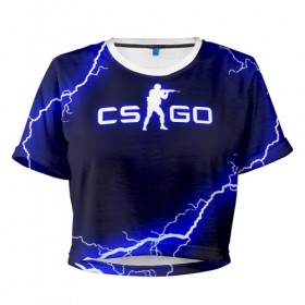 Женская футболка Cropp-top с принтом CS GO LIGHTNING STYLE в Новосибирске, 100% полиэстер | круглая горловина, длина футболки до линии талии, рукава с отворотами | astralis | awp | counter strike | cs go | cs go global offensive | faze clan | hyper beast | team liquid | thunder | астралис | молнии | тим ликвид | фейз клан | хайпер бист | шторм