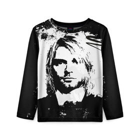 Детский лонгслив 3D с принтом Kurt Cobain в Новосибирске, 100% полиэстер | длинные рукава, круглый вырез горловины, полуприлегающий силуэт
 | bleach | blew | cobain | dave | geffen | hormoaning | in utero | incesticide | krist | kurt | nevermind | nirvana | novoselic | rock | vevo | геффен | курт кобейн | нирвана | рок