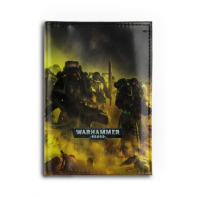 Обложка для автодокументов с принтом WARHAMMER 40K в Новосибирске, натуральная кожа |  размер 19,9*13 см; внутри 4 больших “конверта” для документов и один маленький отдел — туда идеально встанут права | abaddon | armada | battlefleet gothic | black legion | warhammer 40k | абаддон | чёрный легион